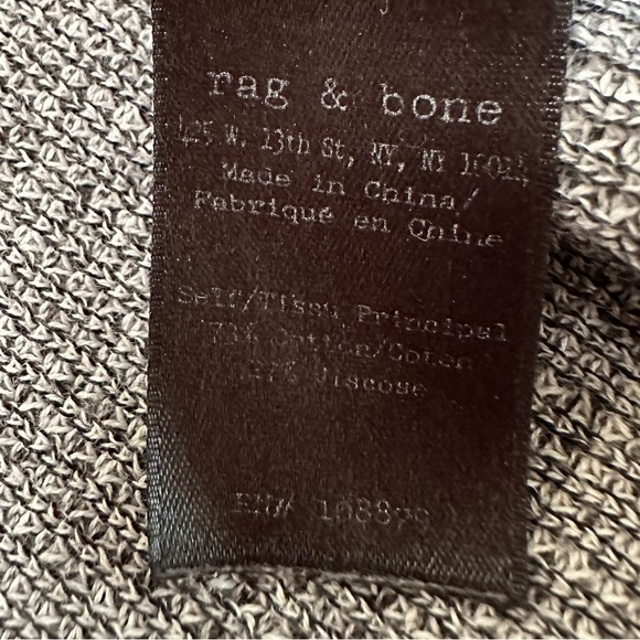 RAG & BONE Grey with Ivory Trim Thermal Crewneck Long Sleeve Sweater Size Medium - Picture 11 of 17